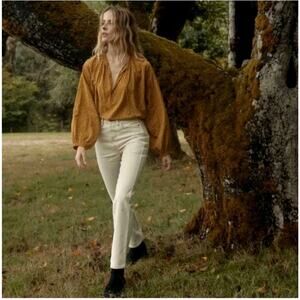 DOEN Diana Jeans Women’s Cream High Rise Straight Leg Rigid Cotton Sz 27